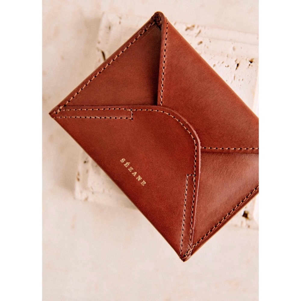 Brand New Sezane Olivia Card Holder in Natural Heritage